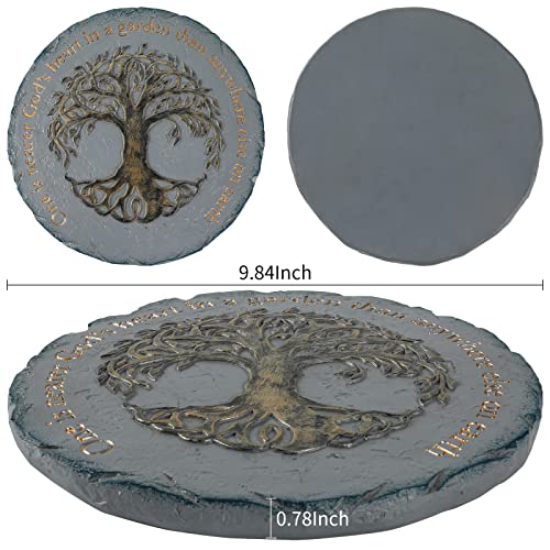 Cynice Stepping Stones - Garden Stepping Stones Outdoor With A Tree Of Life And Verse,Outdoor Decorations For Garden Yard Patio Lawn Pathway,10 Inch #TOP7