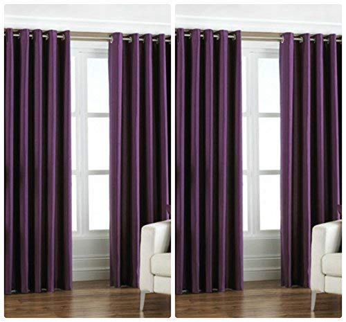 Exporthub 4 Piece Polyester Blend Eyelet Solid Long Door Curtain - 8 Ft, Purple