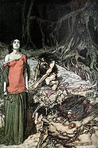 Affiche Arthur Rackham la courtisation de Grimhilde impression toile 60x90cm