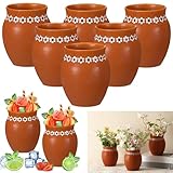 Ninehaoou 6 Pcs 16oz Cantaritos De Barro Mexicanos Terracotta Vases Sets Mexican Ceramic Vases with Flower Print Clay Margarita Glasses for Mexican Wedding Table Decorations Fiesta Centerpieces