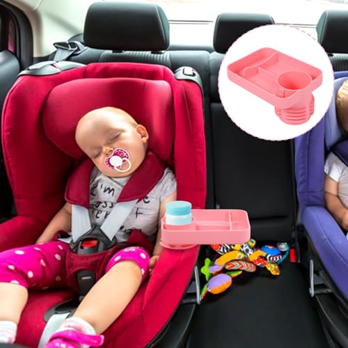 Image of lasuroa Kids Car Seat Snack Tray with Cup Holder, 360 Rotation Silicone Car Seat Travel Tray Toddler Car Accessories for Stroller Outdoor Chair Cinema (Pink)