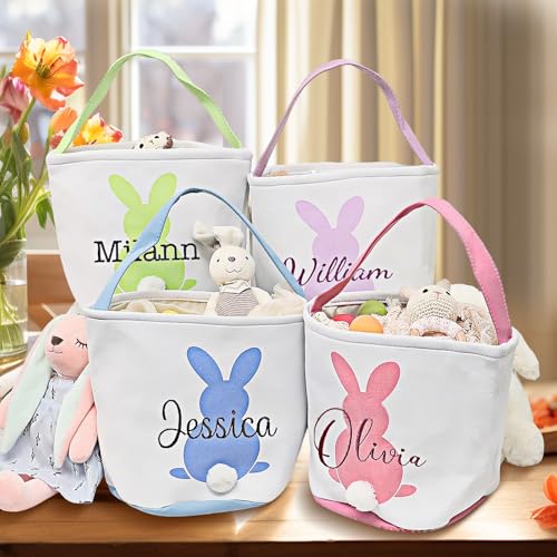 Personalized Embroidered Easter Baskets for Kids Girls Boys,Custom Easter Basket