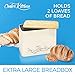 Extra Large Space Saving Vertical Cream Bread Bin with Eco Bamboo Cutting Board Lid - Holds 2 Loaves - White Extra Large Farmhouse Bread Bins for Kitchen Bread Storage Box