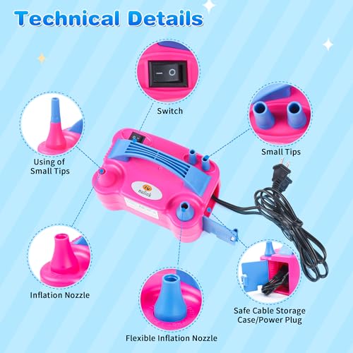Image of Electric Balloon Pump, Portable Electric Balloon Blower Machine Balloon Air Pump Dual Nozzle 110V 600W Balloon Inflator for Party Decorations