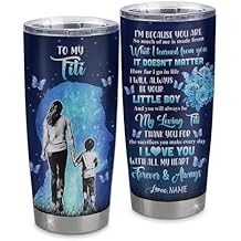 Personalized To My Titi Tumbler From Nephew Stainless Steel Cup Butterfly Forever And Always Titi Gift Birthday Mothers Day Thanksgiving Christmas Travel Mug 20oz Curved Tumbler