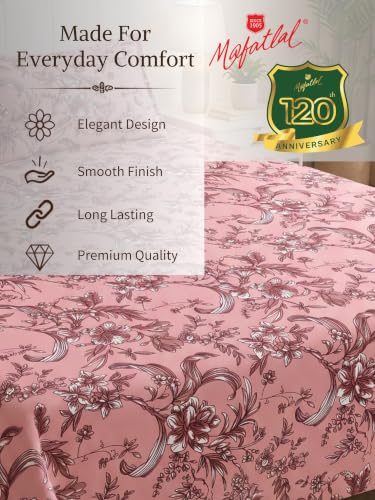 Image of Mafatlal 130 GSM Pearl Single Bed Sheet with 1 Matching Pillow Cover | 60 x 90 Inch | Silky Soft Touch Finish | Wrinkle Resistant, Durable, Machine Washable, Everyday Comfort | Dusty Rose