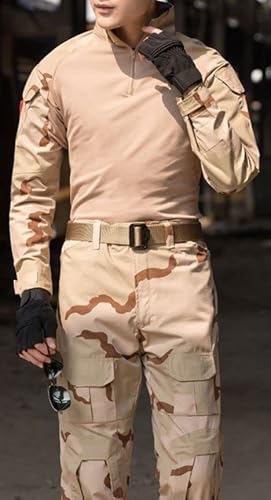 Czen Men’s Military Combat Shirt Tactical Uniform Long Sleeve Shirts Pants Suits Airsoft BDU Trousers Paintball Camouflage Outfit (33Desert, S) - Image 2