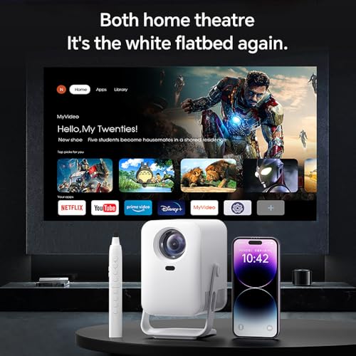 Image of PLAY Top Note Smart Touch Interactive LCD LED Projector, Dust-Free 1080 HD Android 13.0 Mini Interactive Projector with Auto Focus & 380 Ansi Lumens for Home, Office & Classroom