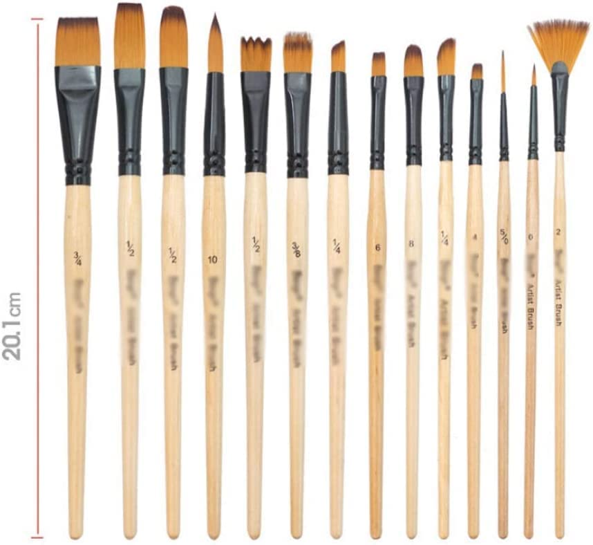 Juego de 14 Pinceles de Pintura, Pinceles acrílicos for Acuarela con Estuche for lápices for Artistas Escolares, Pintura y Dibujo (Color : A)