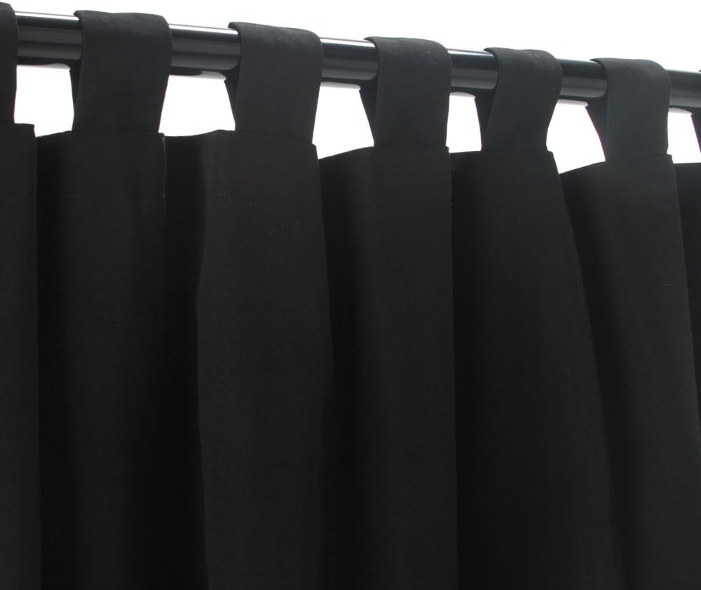 Essentials by DFO Black Sunbrella outdoor curtain with tabs 96 long