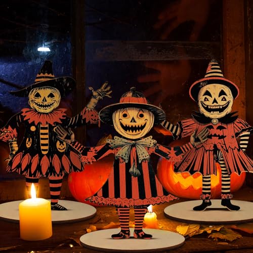 3 Pcs 9 x 6 Inch Vintage Halloween Table Decor Farmhouse Pumpkin ...