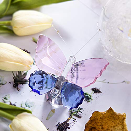 Image of H&D Crystal Butterfly Figurine Collection Animal Statue Home Glass Table Decoration