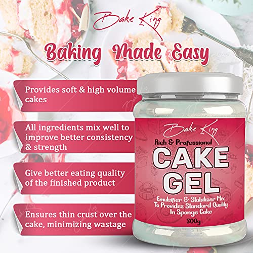 Image of BAKE KING Cake Gel 300gm, Cake Sponge Improver, Useful When Making Eggless Cakes, Emulsifier and Stabilizer Mix