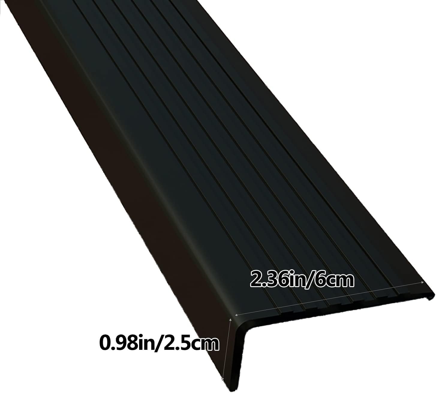 Alfombrilla autoadhesiva de PVC para escalera, peldaños de goma antideslizante, 2,5 x 6 cm, perfil de esquina gris, para seguridad, 12,7 m de longitud, ideal para el hogar y la oficina