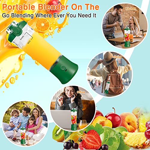 20Oz Portable Blender, Personal Size Blender Smoothies And Shakes With 6 Blades, Usb Rechargeable Blender Fruit Juicer With 2 Mixing Modes & Led Light, With For Kitchen Outdoor Gym Office (Green) #TOP6