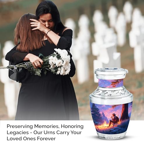 Image of Cowboys Urn Small Ashes Keepsake 3 Inch | Human Urns for Ash Miniature Keepsake Urns for Adult Memorial Urn Human Ash