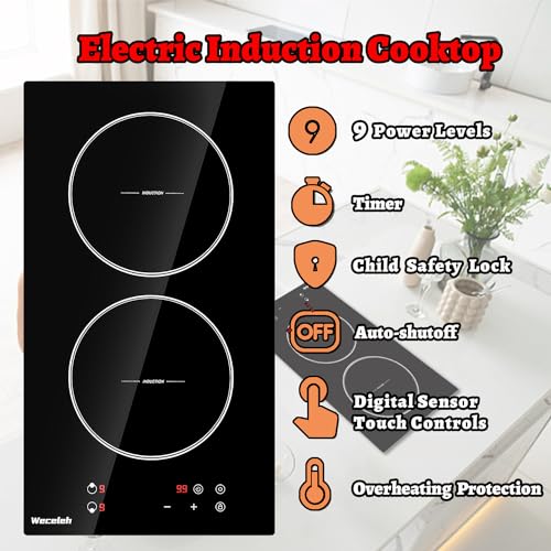 Weceleh Two Double 2 Burner Induction Cooktop 220V240V Built In