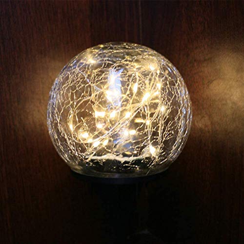 Luces solares de bola de cristal agrietado, luces solares para exteriores, luces de hadas solares para caminos, encendido/apagado automático, lámpara de noche decorativa para patio, hogar, fiesta