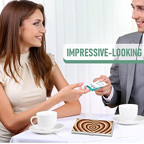 Swooflia Business Card Holder Case Wallet For Women Metal Love Heart Coffee Latte Slim Pocket Purse Square Card Cases Cute Gifts For Realtors Real Estate Agents #TOP6