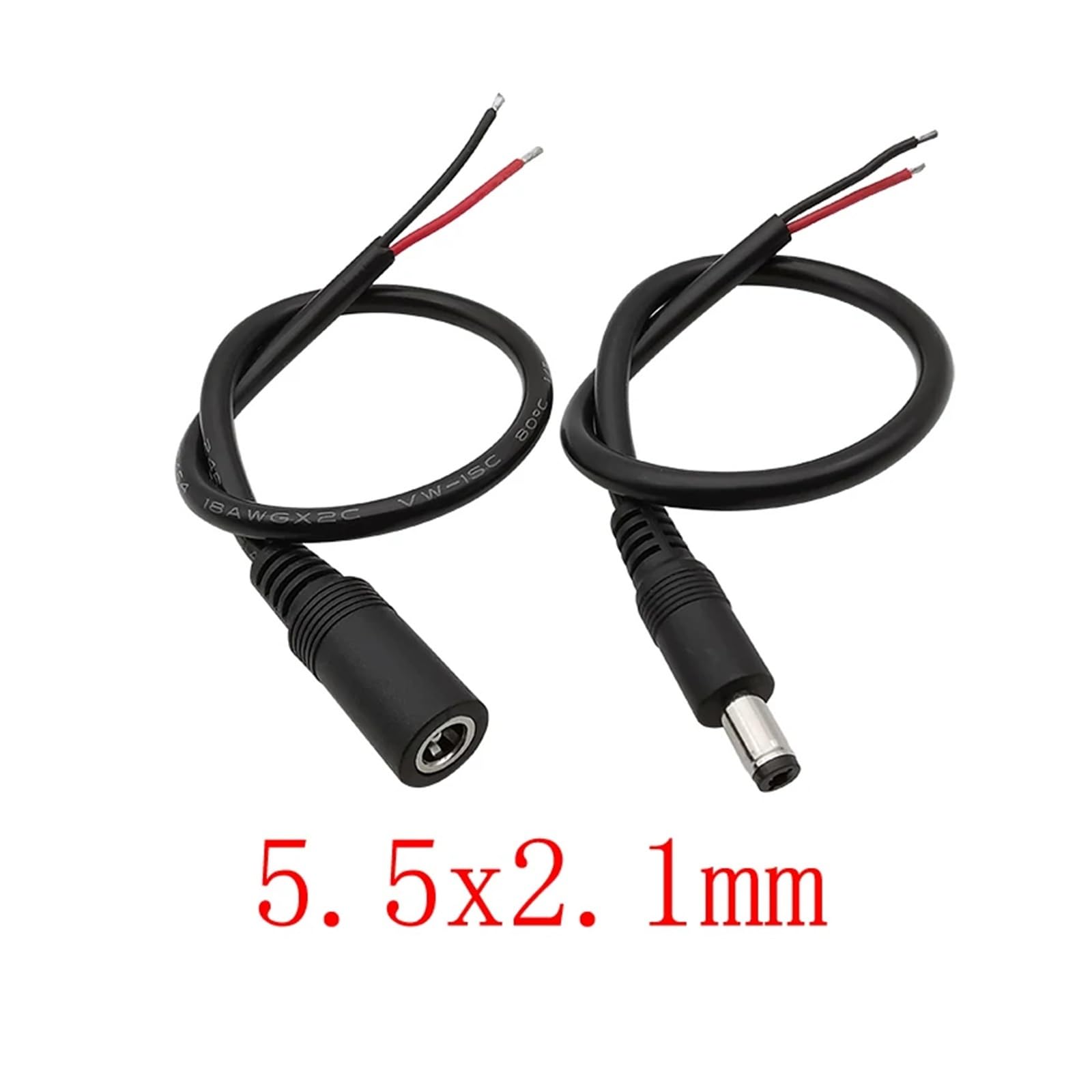 Konwerter wtyczek jack, Złącze kabla zasilającego DC 5,5 mm x 2,1 mm męskie złącze żeńskie wtykowe wtykowe z przewodem 18AWG(10 Female)