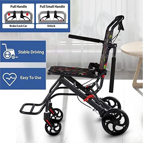 Ultralight Transport Wheelchair, Travel Wheelchair With Handbrake, Ultralight Wheelchair For The Elderly And Children (8 Inch Pvc Rear Wheels) (Size : 34.6"X31.9"X19.7") #TOP3