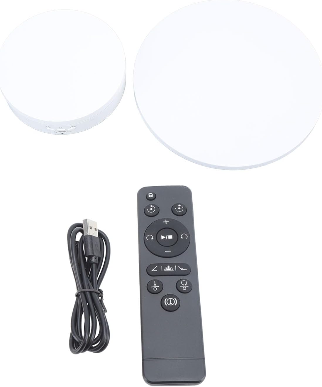 Electric Rotating Turntable, 2 in 1 Remote Control Jewelry Display Tray Live Streaming Ornaments Display Stand for Crafts Jewelry (White)