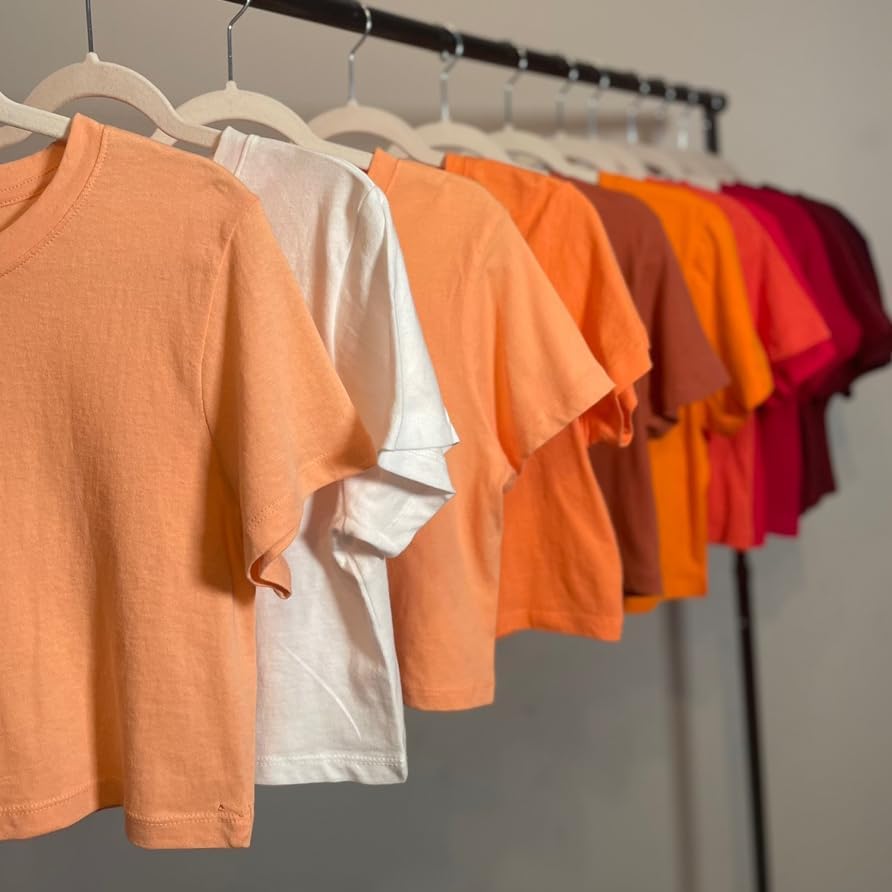 Women’s 100% Cotton Loose Fit Crop Top – Short Sleeve Round Neck Casual Workout Tee - Image 5