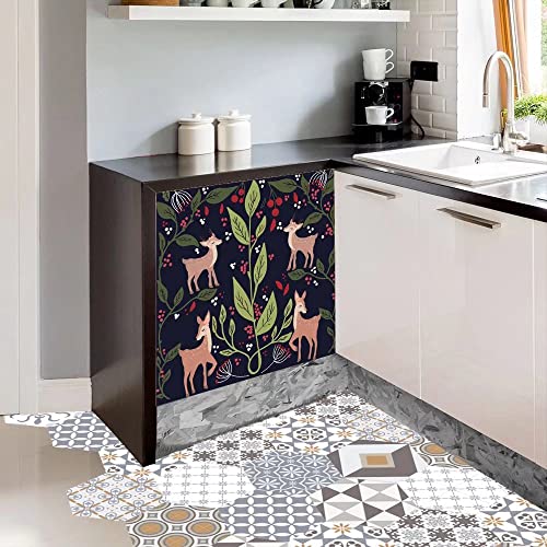 Folk Art Fawn Dishwasher Magnet Cover, Cute Deer Dish Washer Panel, Fridge Vinyl Decal For Home, 23" W X 26" H Inches, Magnetic #TOP2