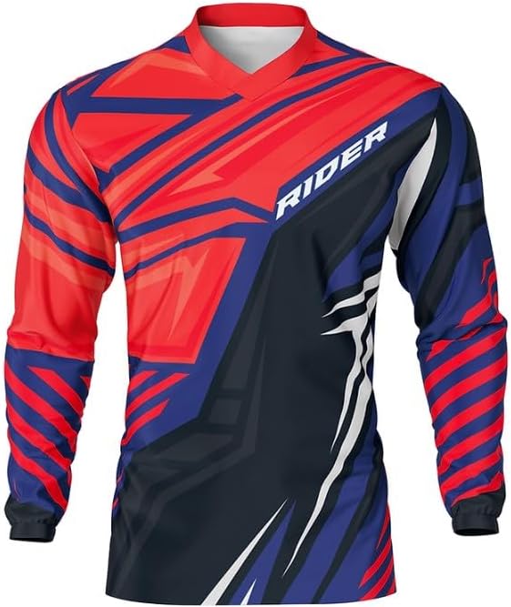 woopme® Bike Rider Jersey Boy's and Men's Full Sleeve V Neck Off Road Printed Biker Rider Jersey Clothes Sports Tshirt