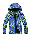 M2C Boys Geometric Fleece Lined Waterproof Jacket with Hood 4T Blue