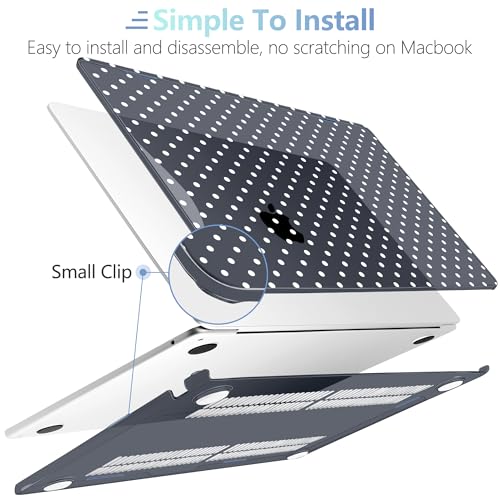 Image of MEEgoodo for M5 /M4 /M3 /M2 MacBook Air 15 inch Case 2026 2025 2024 2023, Case Fit Model (A3448 /A3241 /A3114 /A2941) for MacBook Air 15.3 inch, White Polka Dot