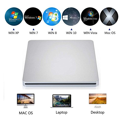 Tengertang usb-c super external drive, portable external CD/ dvd-rw Writer/Player/Burner for the latest macbook/ asus/ asus/ dell latitude/macbook Pro (silver)