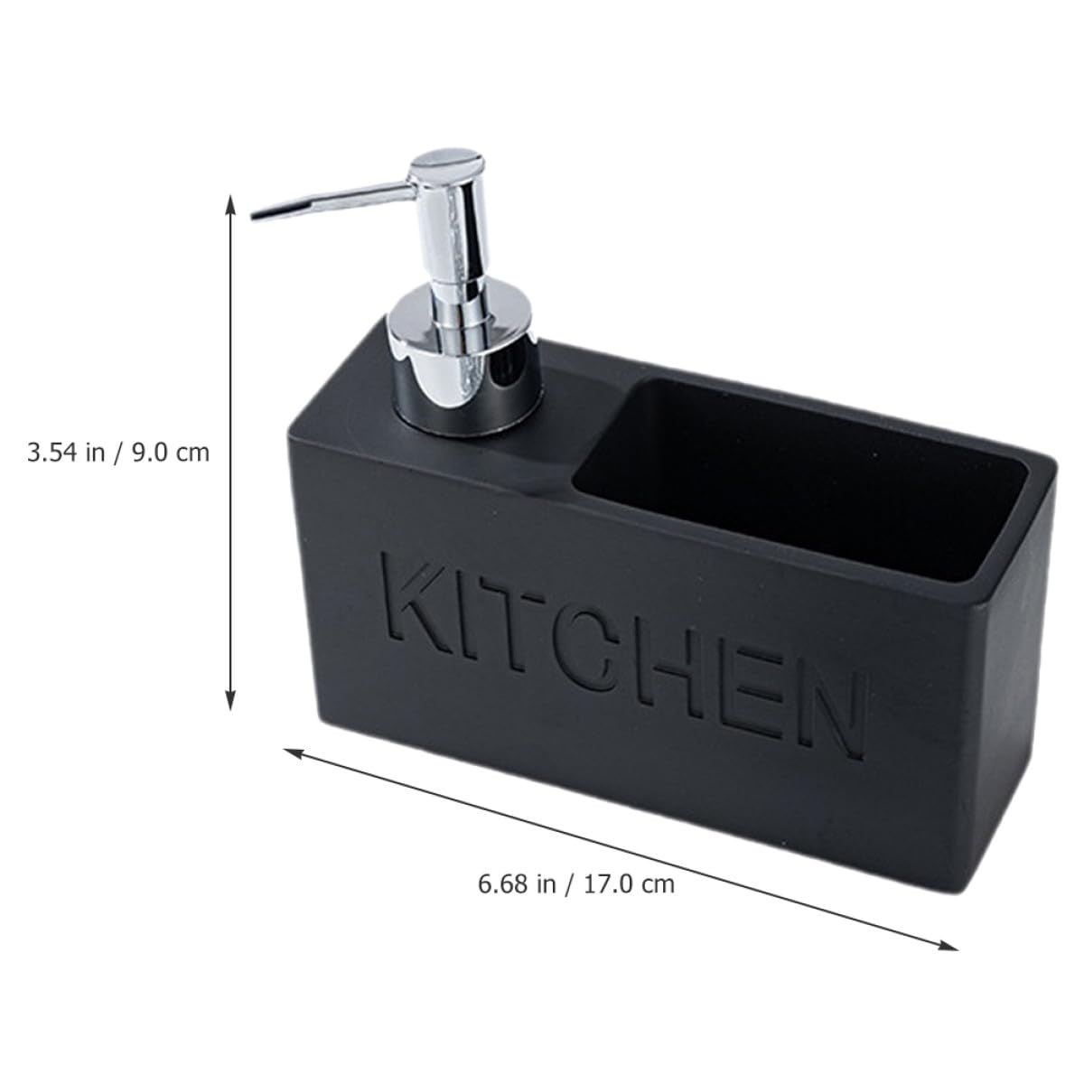 SHINEOFI Dispenser Sapone Cucina Nero in Resina e Plastico con Porta Spugna Integrato, Erogatore Liquido Facile da Ricaricare con Presa Antiscivolo per Uso Quotidiano