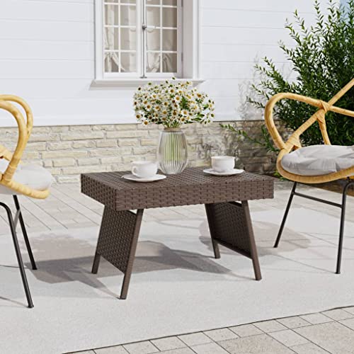 KATERYY Beistelltisch Klappbar Braun 60x40x38 cm Poly Rattan Möbel...