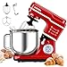 Impastatrice Planetaria 7L Acekool, Robot da Cucina 1400W, 10+1 Velocità Multifunzione Impastatrice Professionale con Frusta, Gancio per Impastare, Frusta, Ciotola di Acciaio Inossi(Rosso)