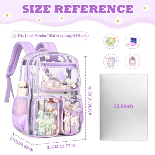 Image of PIG PIG GIRL Clear Backpack for School,Heavy Duty PVC Transparent Bookbag for Girls Stadium Approved See Through Backpack