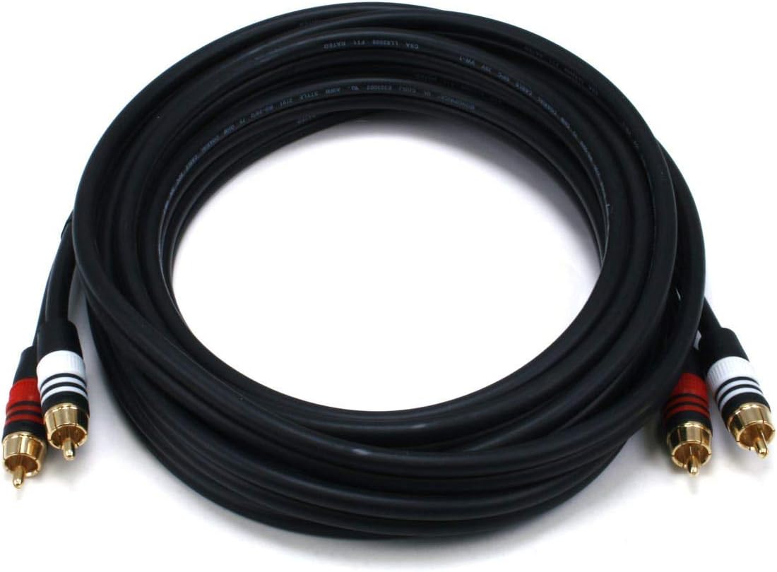 Monoprice Premium RCA Cable - 457 cm - Black | 2 RCA Plug to 2 RCA Plug, Male to Male, 22AWG