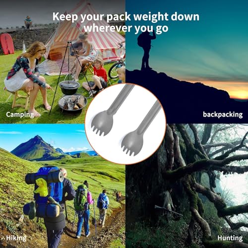 Image of Titanium Spork, 8.7 inch Long Handle, Backpacking Spork and Spoon, Ultra Lightweight Camping Utensil for Hiking, Travel