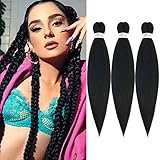 Braiding Hair Pre Stretched 26 Inch Prestretched Braiding Hair 1B Black Knotless Synthetic EZ Braid...