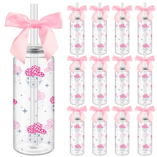 Honeydak 12 Pcs Western Cowgirl Cowboy Pink Plastic Tumbler