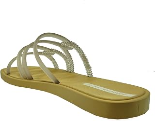 Sempre Nova Solar Mais, Sandália Slide Feminino, Bege (Glitter), 35