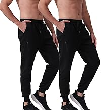 Hpbygstae Lot de 2 bas de jogging pour homme avec fermeture éclair, pantalon slim fit avec poches, taille élastique, pantalon de course pour homme