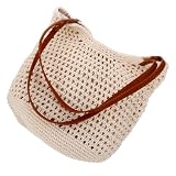 BESPORTBLE Bolso tejido lindos bolsos de mano para mujer bolsa de playa lindos bolsos estéticos bolso de mano bolso de playa bolsos de vacaciones bolsas estéticas Sabana de algodon Beige