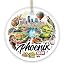 Artistic Phoenix City Handcrafted Ceramic Ornament, Arizona State Souvenir and Tree Decor (Circle)