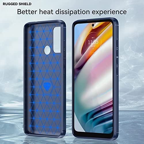 Image of NPRC Hybrid Ultra Slim Protective Case TPU Non-Slip Carbon Fiber Texture Shockproof Case Cover for Moto G60S - Blue