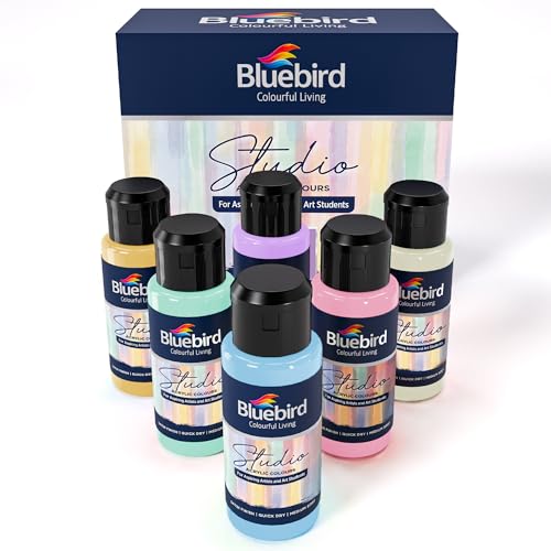 BLUEBIRD Studio Acrylic Paints Pastel Colors 6-Pack 3.4 Fl Oz each Basic Acrylic Paint For DIY Crafts & Beginner Artists