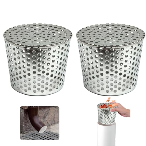 Filtres De Gouttière en Acier Inoxydable, Lot de 2 Crapaudine de Gouttière 90-110mm, Filtre...