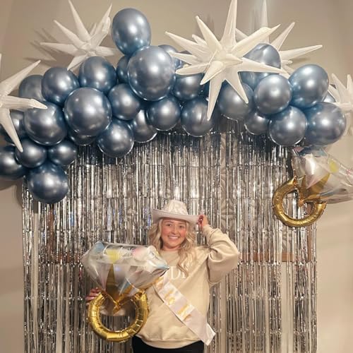 Image of Jobkoo Metallic Blue Balloons, 12Inch Chrome Light Blue Balloons 30Pcs Pastel Baby Blue Metallic Party Balloons Sky Blue Chrome Helium Latex Balloon for Birthday Baby Shower Wedding Party Decorations