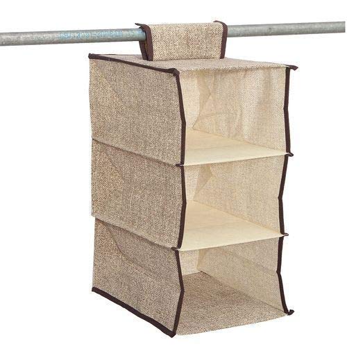SHREYAGN Multipurpose 3 Layer Fold-able Hanging Clothes Organizer Wardrobe Storage Organizer Shelves 30 x 30 x 60 cm