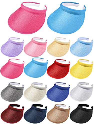 16 Pcs Clip On Visors Bulk For Women Adjustable Uv Protection Hat Brim Clips Athletic Large Brim Visor Caps Tanning Bed Face Protection Disco Ball Hat For Women Men Golf Tennis Baseball, 16 Colors #TOP12